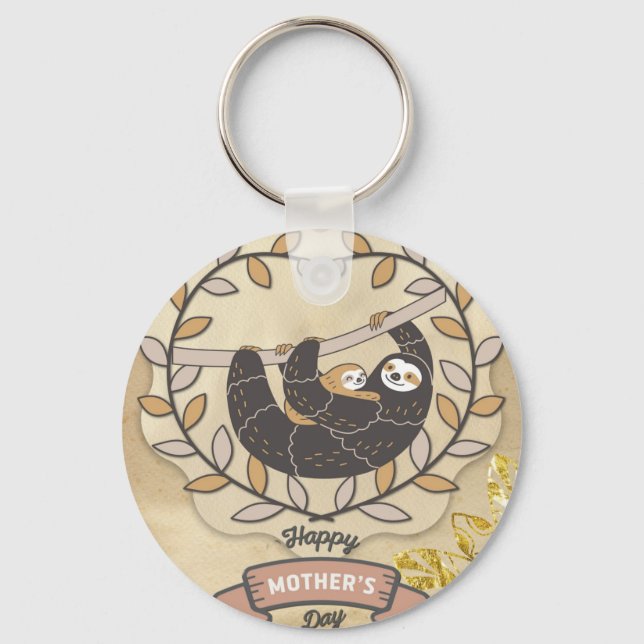 Porte-clés Bonne fête des mères mignonne amusant Koala Sloth  (Recto)