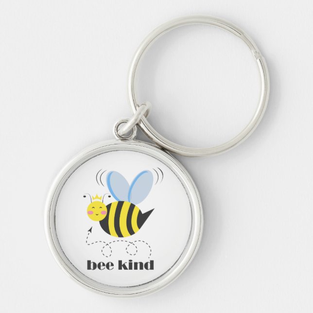 Porte-clés Bonne princesse d'abeille avec couronne et slogan  (Devant)