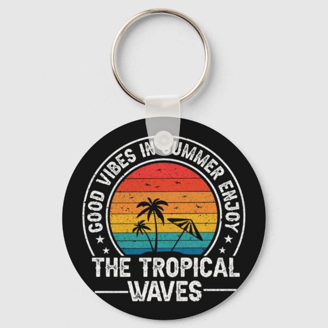 Porte-clés Bonnes Vibrations Vagues Tropicales D'été-64107 (Recto)