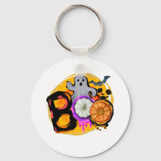 Porte-clés Boo avec fantôme et Citrouille (Recto)