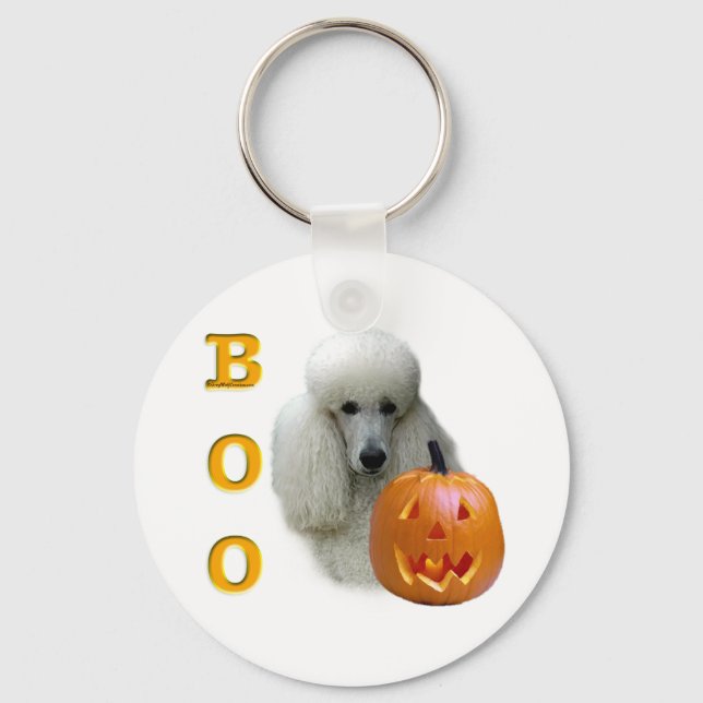 Porte-clés Boo de caniche blanc (Recto)