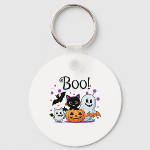Porte-clés Boo Ghost Citrouille Chat et chauves-souris Hallow