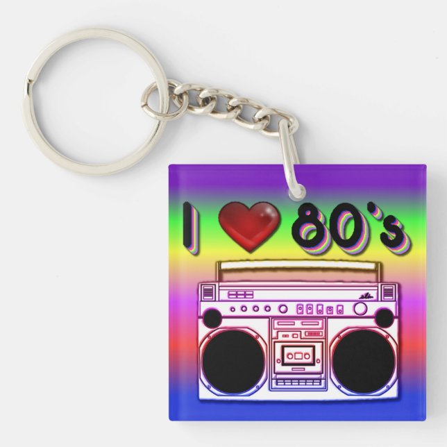 Porte-clés Boombox 80's Porte - clé acrylique rétro (Devant)