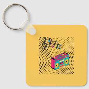 Porte-clés Boombox audio rétro.