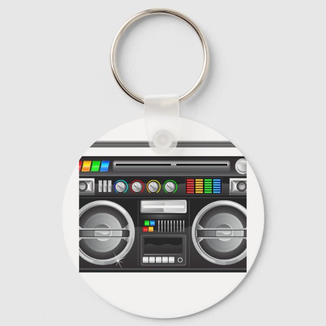 Porte-clés boombox rétro graveur graphique (Recto)