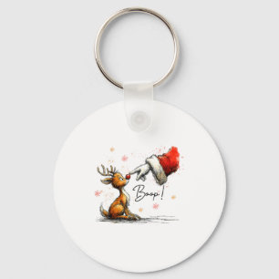 Porte-clés Boop Drôle Père Noël Agriculteur Renne Mignon Noël