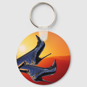 Porte-clés Boot Art avec un Arrière - plan de coucher de sol