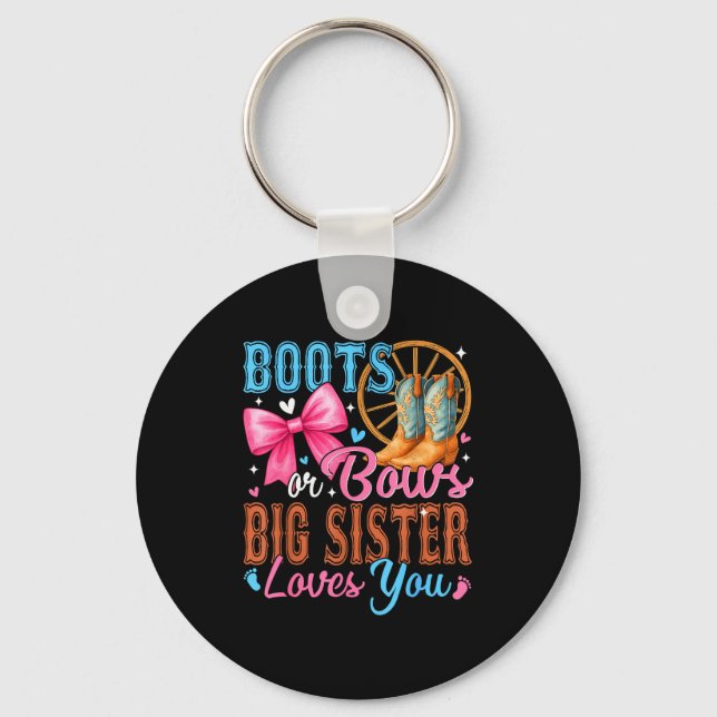 Porte-clés Boots Or Bows Big Sister Loves You Gender Reveal F (Recto)