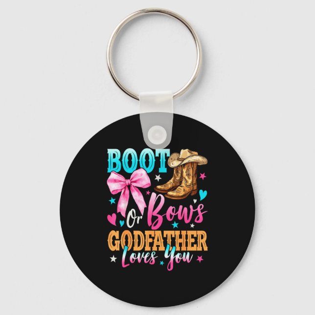Porte-clés Boots Or Bows Godfather Loves You Gender Reveal Fa (Recto)