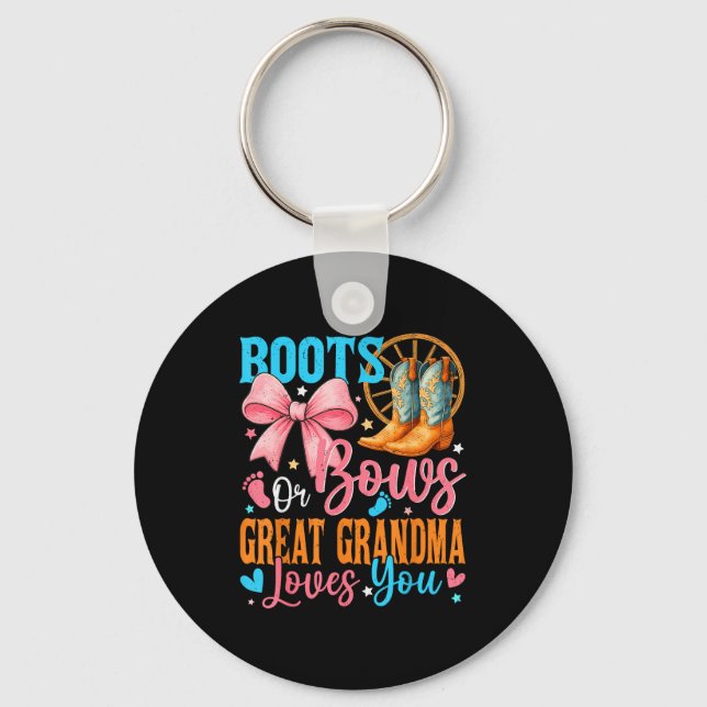Porte-clés Boots Or Bows Great Grandma Loves You Gender Revea (Recto)