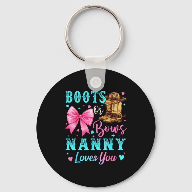 Porte-clés Boots Or Bows Nanny Loves You Gender Reveal Family (Recto)