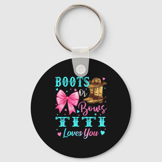 Porte-clés Boots Or Bows Titi Loves You Gender Reveal Family  (Recto)