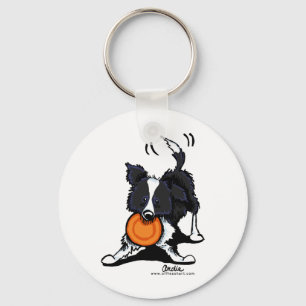 Porte-clés Border collie au jeu