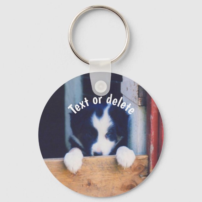 Porte-clés Border Collie chiot chien personnalisé (Recto)