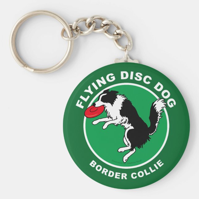 Porte-clés Border Collie Flying Disc Dog Keychain (Devant)