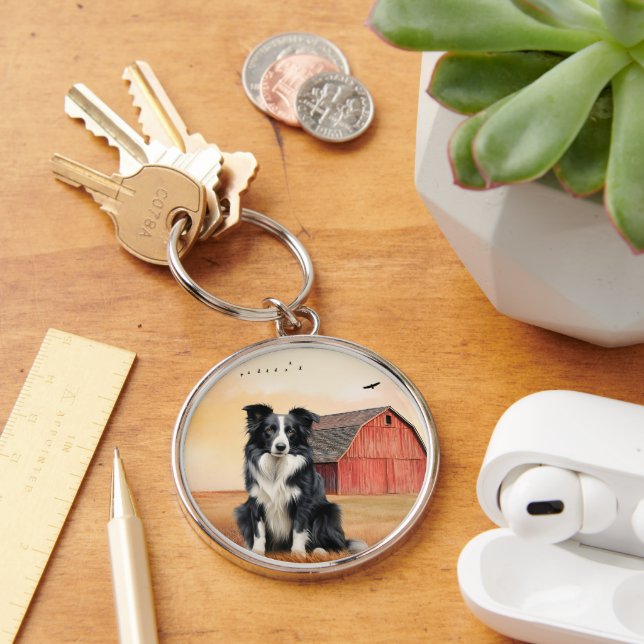 Porte-clés Border Collie Pays Occidental Rouge Grange (Bureau)