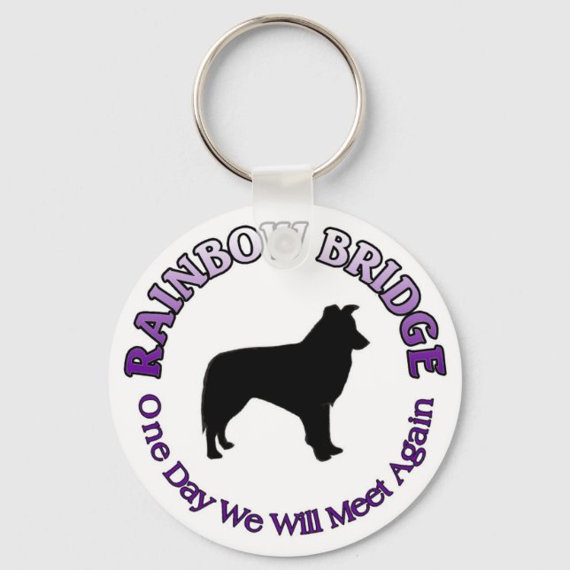 PORTE-CLÉS BORDER COLLIE RAINBOW BRIDGE KEYCHAIN (Recto)