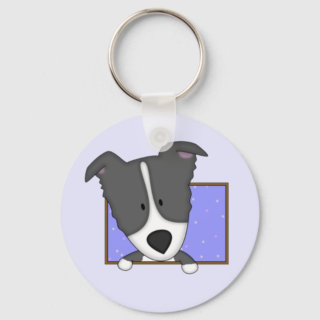 Porte-clés Bordure de dessin encadrée Collie Porte - clé (Recto)