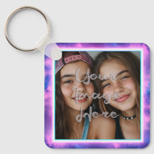Porte-clés Bordure de photo couleur mignon Néon Vaporwave