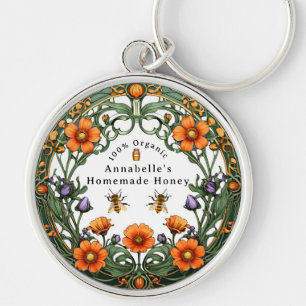 Porte-clés Bordure florale Art Nouveau miel fait maison
