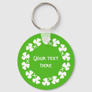 Porte-clés Bordure Shamrock blanche Ajouter un texte