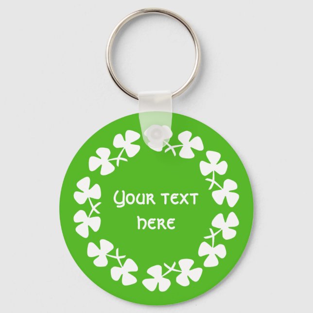 Porte-clés Bordure Shamrock blanche Ajouter un texte (Recto)