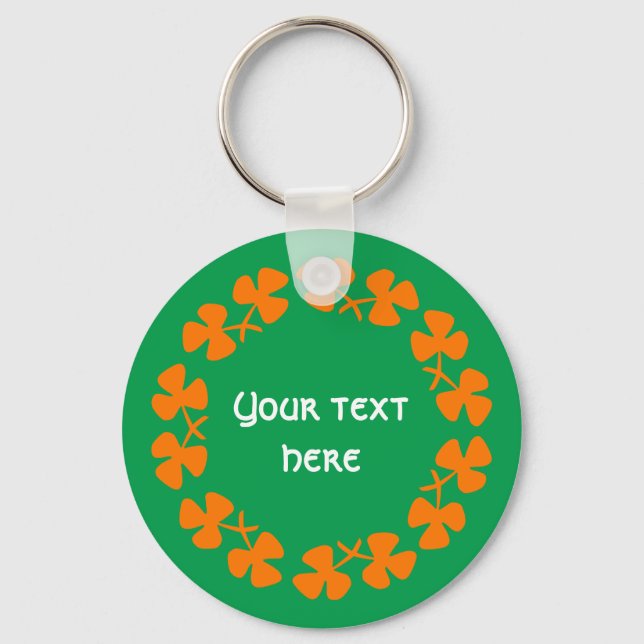 Porte-clés Bordure Shamrock orange Ajouter un texte (Recto)