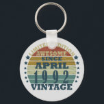Porte-clés Born in april 1992 vintage birthday<br><div class="desc">You can add some originality to your wardrobe with this original 1992 vintage sunset retro-looking birthday design with awesome colors and typography font lettering, is a great gift idea for men, women, husband, wife girlfriend, and a boyfriend who will love this one-of-a-kind artwork. The best amazing and funny holiday present...</div>