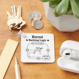 Porte-clés Borzoi Barking Logique Drôle propriétaire chien Sa