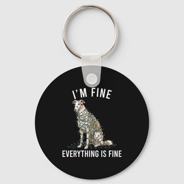 Porte-clés Borzoi Christmas I'm Fine Everything Is Fine  (Recto)