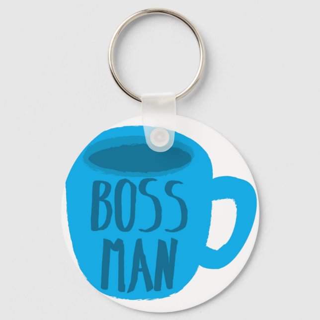 Porte-clés Boss Man avec tasse bleue (Recto)