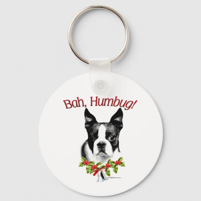 Porte-clés Boston Terrier Bah Humbug (Recto)