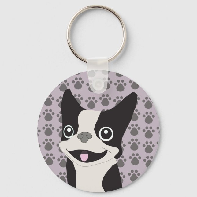 Porte-clés Boston Terrier, lilas pourpre (Recto)