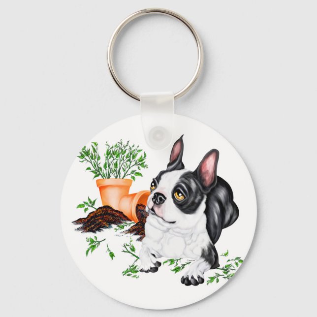 Porte-clés Boston Terrier Naughty Porte - clé (Recto)