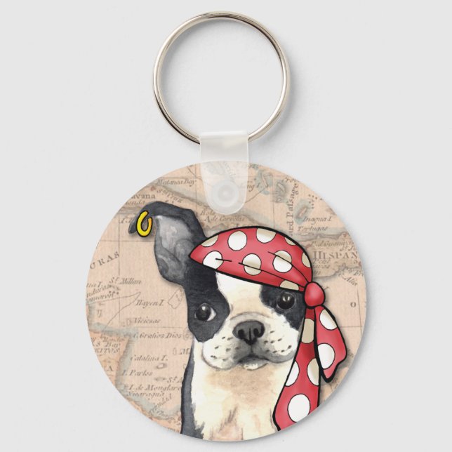 Porte-clés Boston Terrier Pirate (Recto)