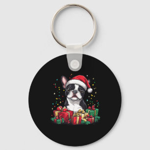 Porte-clés Boston Terrier Santa Hat Funny Christmas Bostie Do