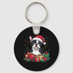 Porte-clés Boston Terrier Santa Hat Funny Christmas Bostie Do