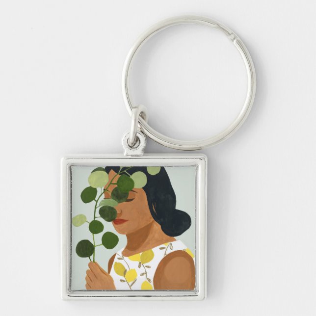 Porte-clés Botany Portrait - Femme avec verdure (Devant)