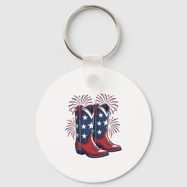 Porte-clés Bottes de cowboy patriotiques conception de chemis (Recto)