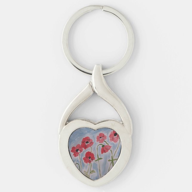 Porte-clés Boucle de clé métallique des coquelicots rouges sa (Devant)