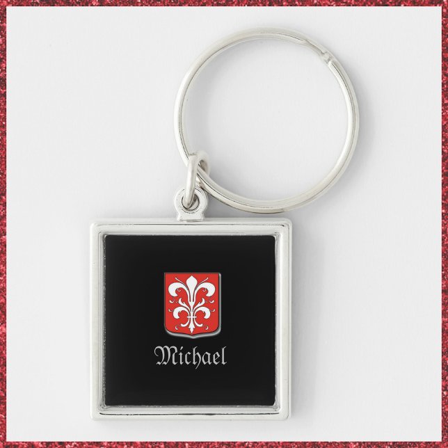 Porte-clés Bouclier de chevalier médiéval rouge et noir mascu (Créateur téléchargé)