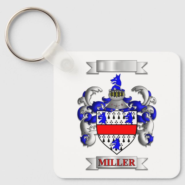 Porte-clés Bouclier de nom de famille Miller en Al (Recto)