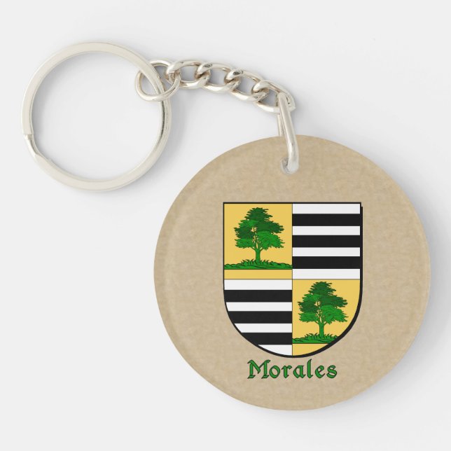 Porte-clés Bouclier historique de Morales et drapeau espagnol (Devant)