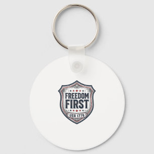 Porte-clés Bouclier Patriotique Freedom First Chemise Vintage