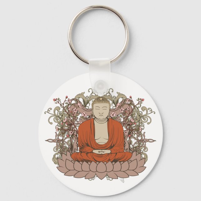Porte-clés Bouddha Sur Fleur Lotus (Recto)