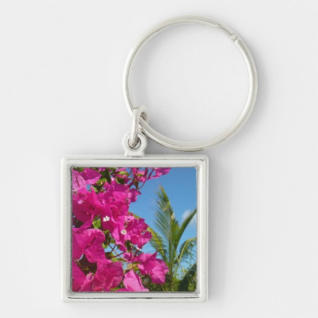 Porte-clés Bougainvilliers et palmiers paysage tropical (Devant)
