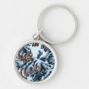Porte-clés Boughs et cônes couverts de neige