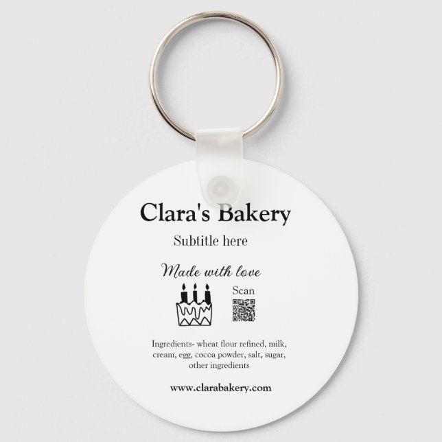Porte-clés Boulangerie gâteau ajouter ingrédients fabriqués a (Recto)