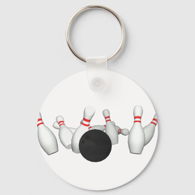 Porte-clés Boule de Bowling & Pins : Modèle 3D : (Recto)