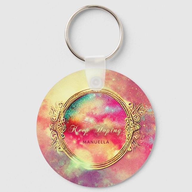 Porte-clés Boule de cristal de galaxie d'eau de couleur perso (Recto)